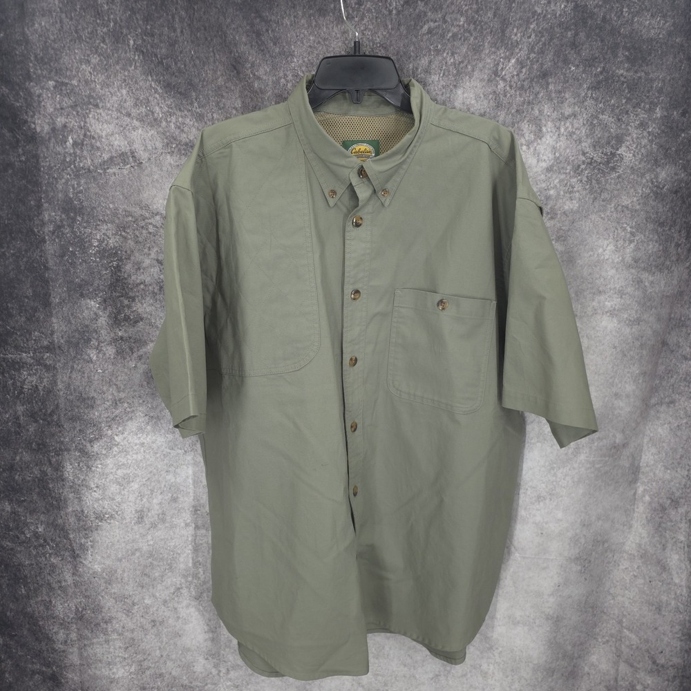 Cabela's Shooting Hunting Shirt Mens XL‎ Green Vented Fishing Camp Heavyweight